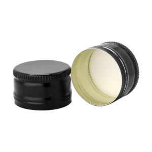 Zakrętka aluminiowa 28×18 mm z bez gwintu CZARNA – do butelek z szyjką 28 mm