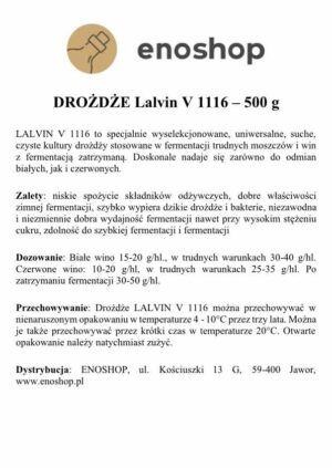 Drożdże Lalvin V 1116 - 500 g