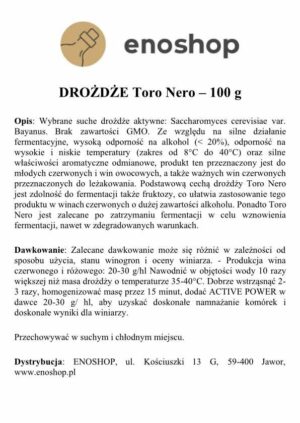Drożdże Toro Nero – 100 g