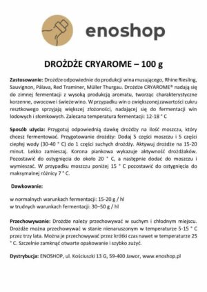 Drożdże Cryarome - 100 g