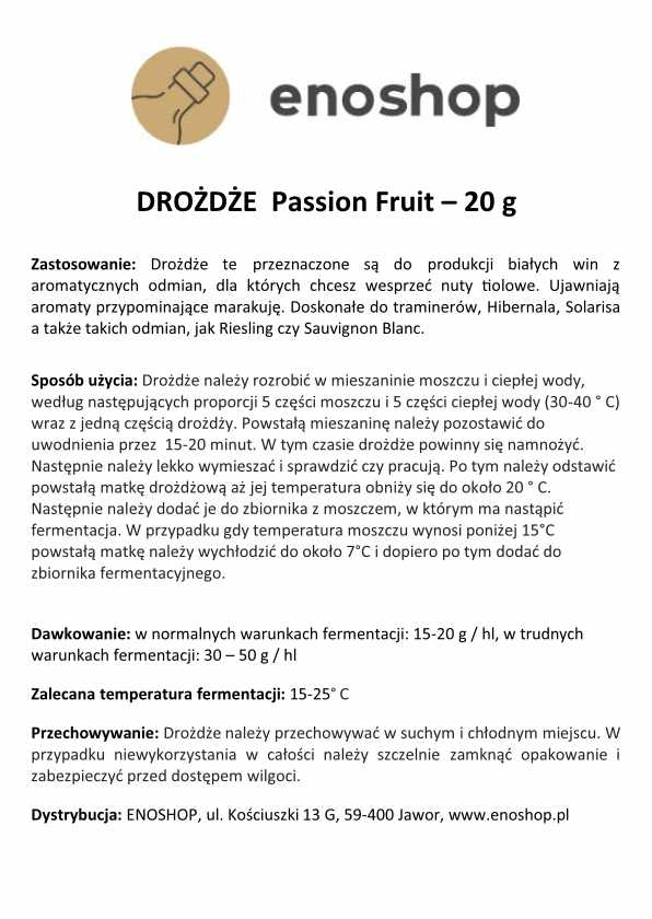 Drożdże Passion Fruit 20g
