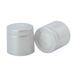 Kapturki termokurczliwe PVC 36×35 mm SREBRNE - gładki top, pionowa zrywka