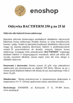 Pożywka BACTIFERM 250 g – bezpieczna fermentacja jabłkowo-mlekowa w winie Pożywka BACTIFERM 250 g – bezpieczna fermentacja jabłkowo-mlekowa w winie