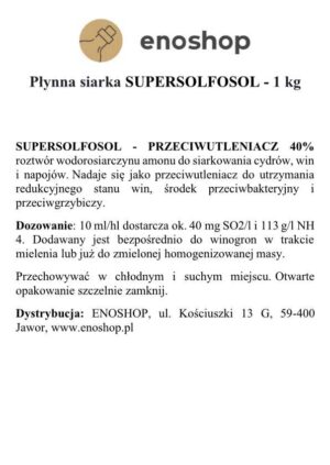 Płynna siarka SUPERSOLFOSOL 40% -1 kg Płynna siarka SUPERSOLFOSOL 40% -1 kg