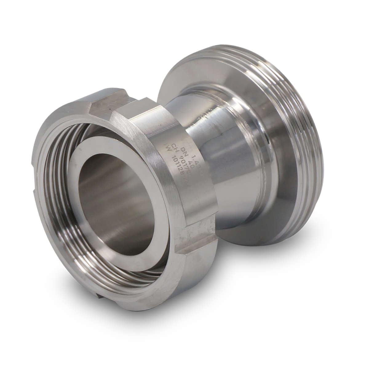 Redukcja DIN 11851 DN50/40 (gwint/stożek+nakrętka) Redukcja DIN 11851 DN50/40 (gwint/stożek+nakrętka)