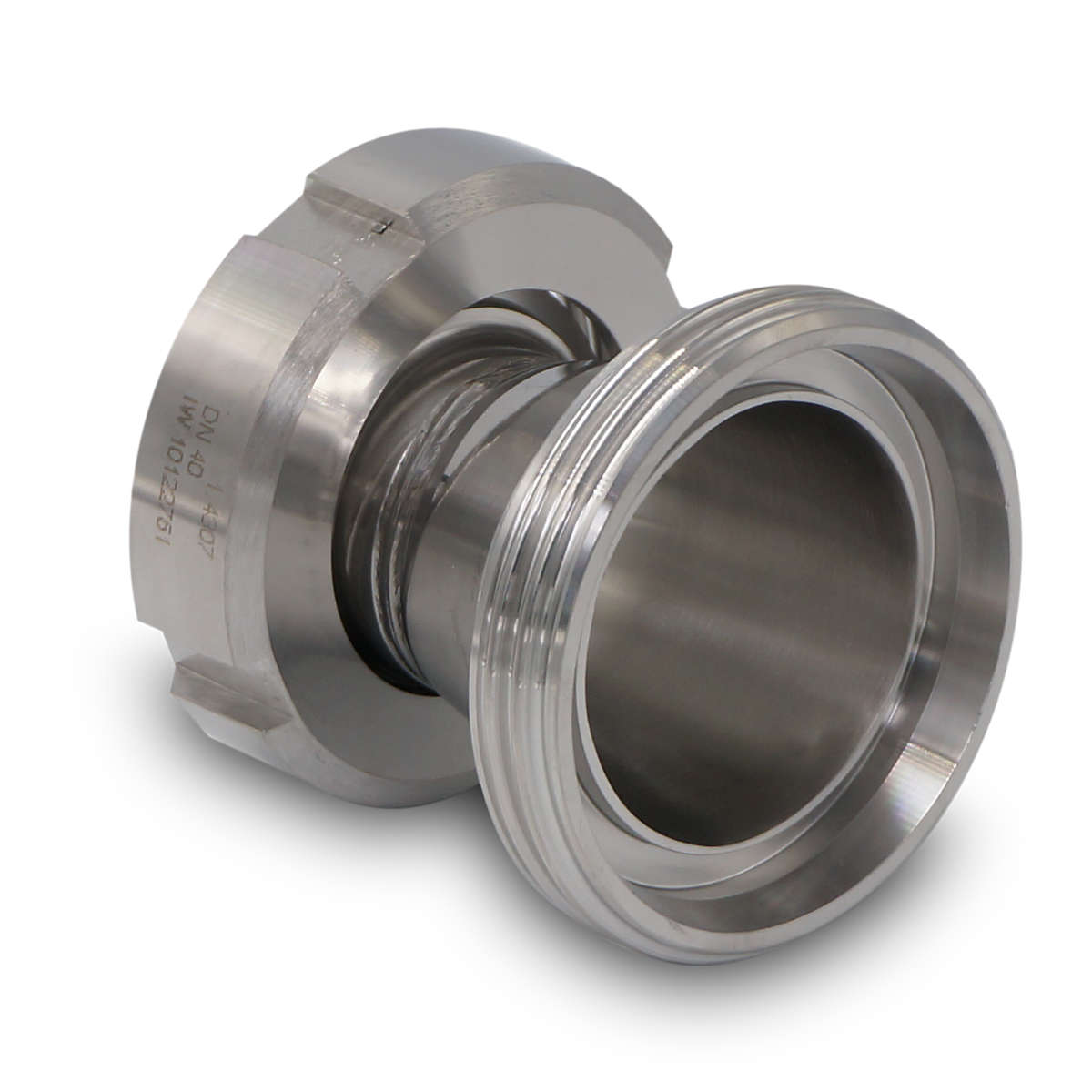 Redukcja DIN 11851 DN50/40 (gwint/stożek+nakrętka) Redukcja DIN 11851 DN50/40 (gwint/stożek+nakrętka)