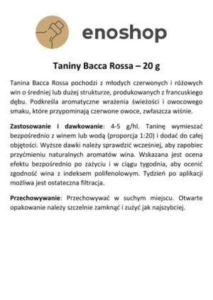 Taniny Bacca Rossa 20 g – francuska elegancja i owocowa świeżość Twojego wina Taniny Bacca Rossa 20 g – francuska elegancja i owocowa świeżość Twojego wina