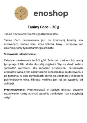 Taniny COCO Oak Touch 20 g – dębowa elegancja i harmonia wina Taniny COCO Oak Touch 20 g – dębowa elegancja i harmonia wina