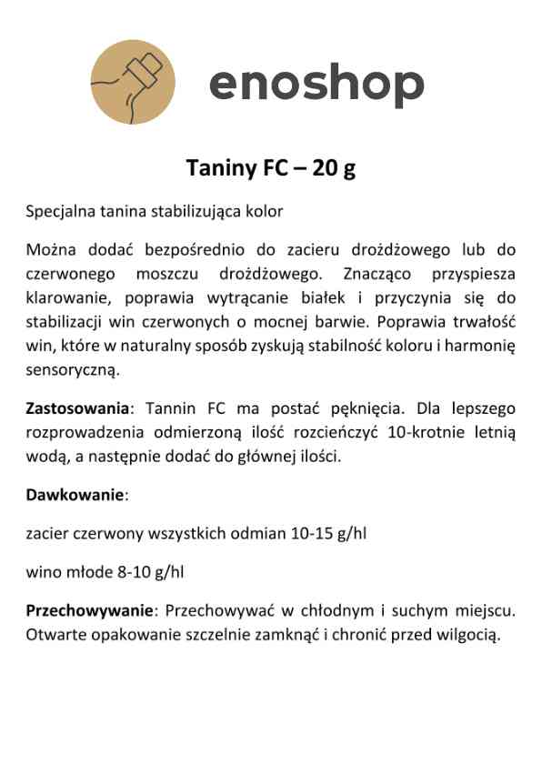 Tanina FC 100 g – naturalna stabilizacja barwy i harmonii wina Tanina FC 100 g – naturalna stabilizacja barwy i harmonii wina