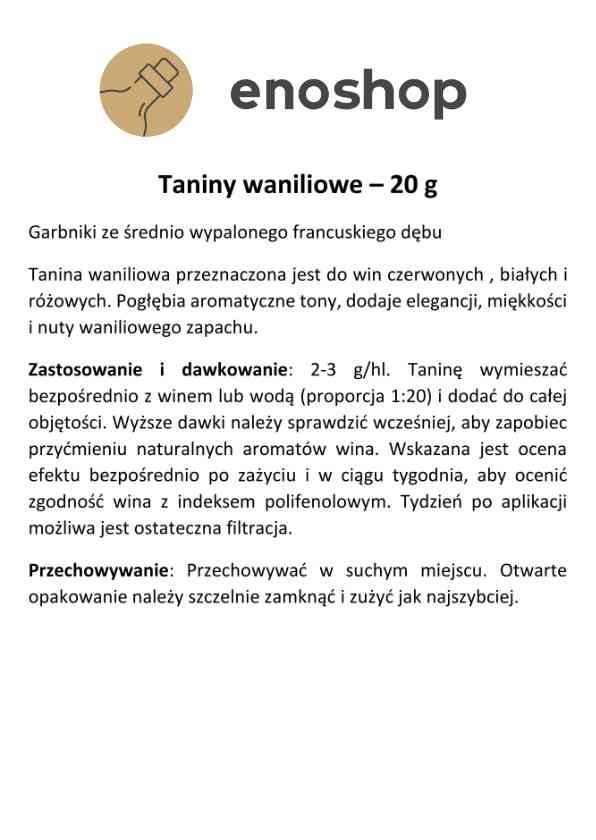 Taniny waniliowe 20 g – elegancja i aromat beczki w Twoim winie Taniny waniliowe 20 g – elegancja i aromat beczki w Twoim winie