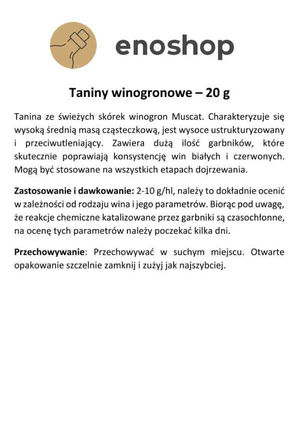 Taniny Uva Arom 20 g – naturalna moc winogron dla harmonii i aromatu Twojego wina Taniny Uva Arom 20 g – naturalna moc winogron dla harmonii i aromatu Twojego wina