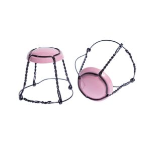 koszyczek do szampana - różowy połysk z czarnym drutem