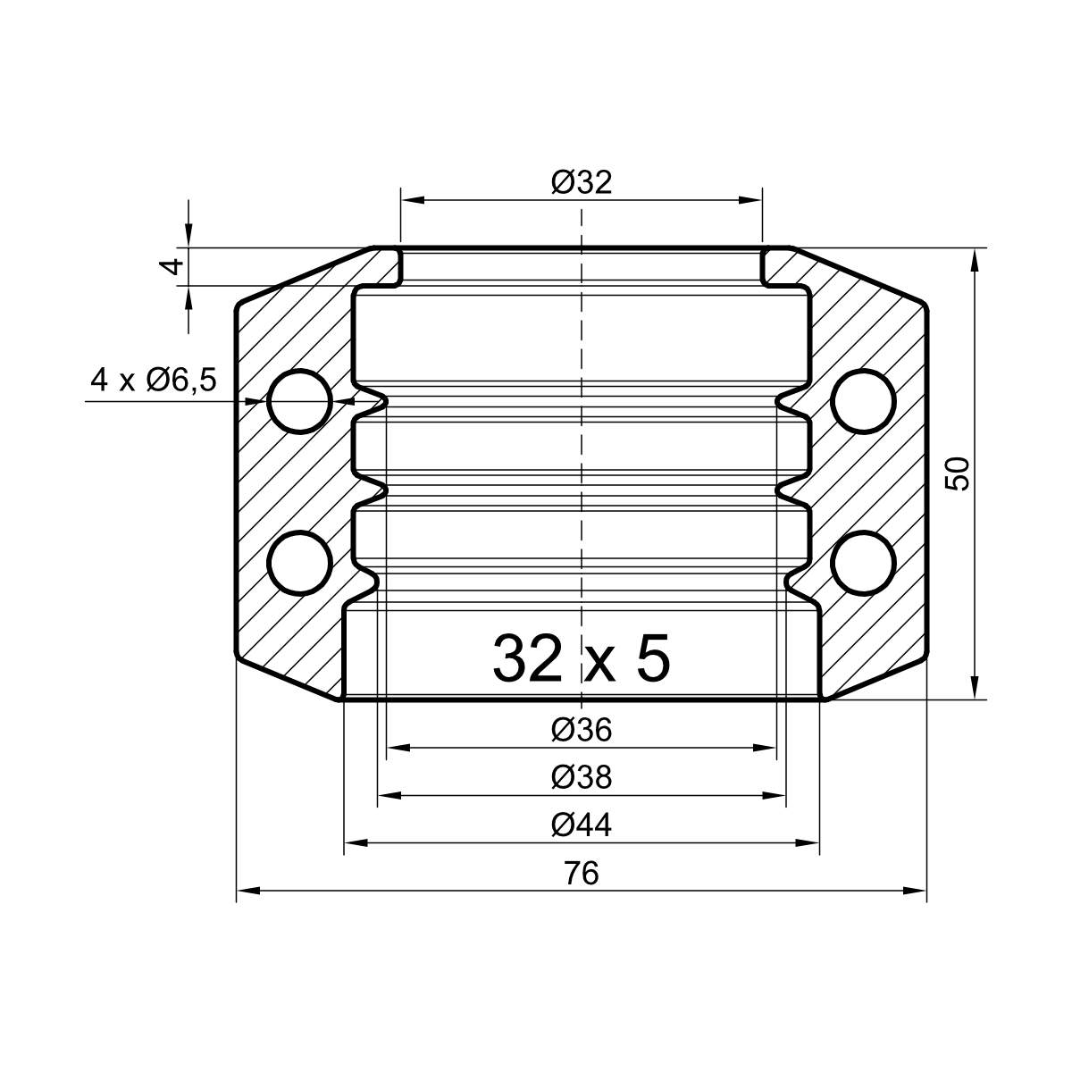 Obejma skorupowa 32 x 5 mm aluminiowa Obejma skorupowa 32 x 5 mm aluminiowa
