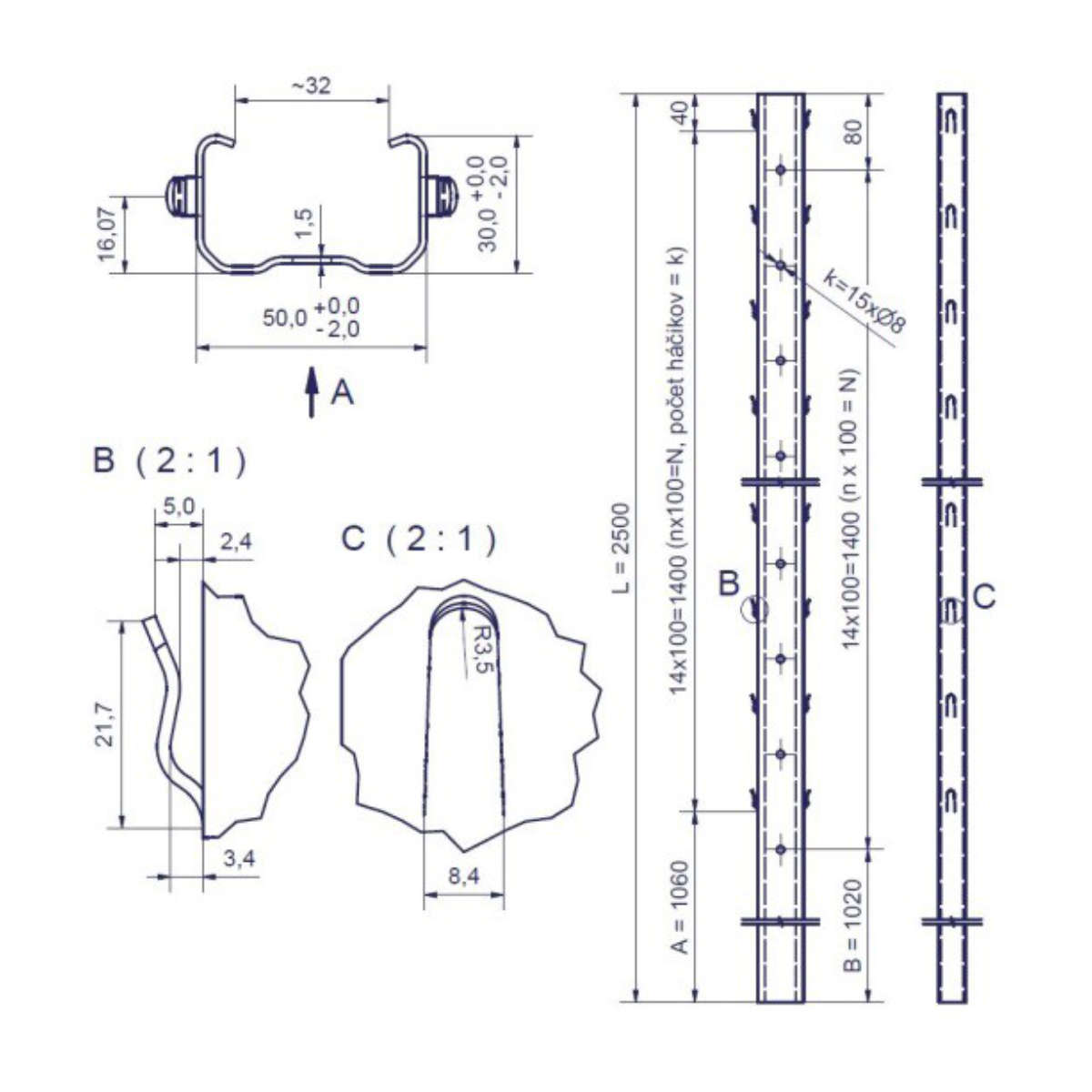 Słupek przelotowy do winnicy - DEVIN- wys. 2,5 m (tylko odbiór osobisty) Słupek przelotowy do winnicy - DEVIN- wys. 2,5 m (tylko odbiór osobisty)